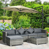 Outsunny 6 Pieces Outdoor PE Rattan Wicker Patio Furniture Sofa Set with Thick Cushions, Deluxe Garden Sectional Couch with Glass Top Table, Mixed Grey and Dark Grey