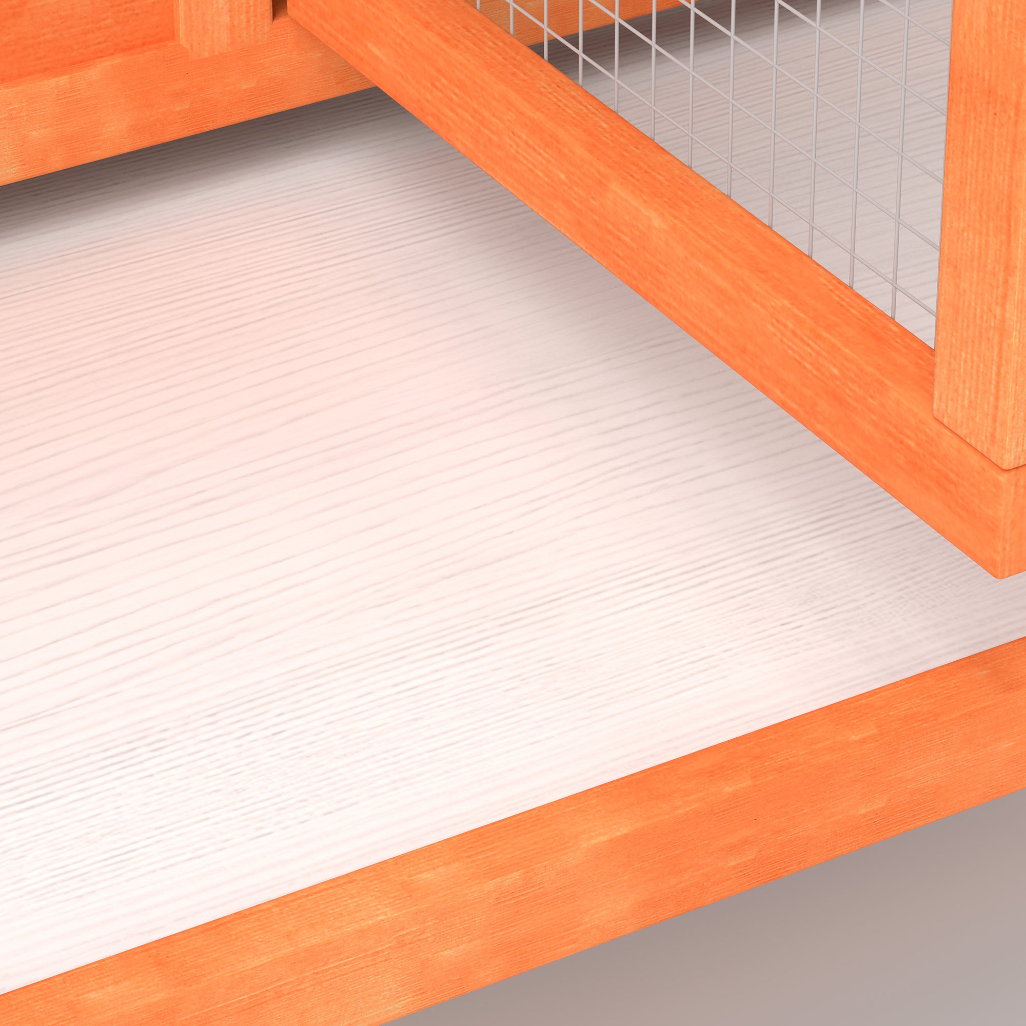 PawHut Rabbit Hutch Run, Guinea Pig Hutch Wooden Bunny House with Tray, Ramps, Asphalt Roof, for Garden, Yard, 309 x 70 x 87cm, Orange