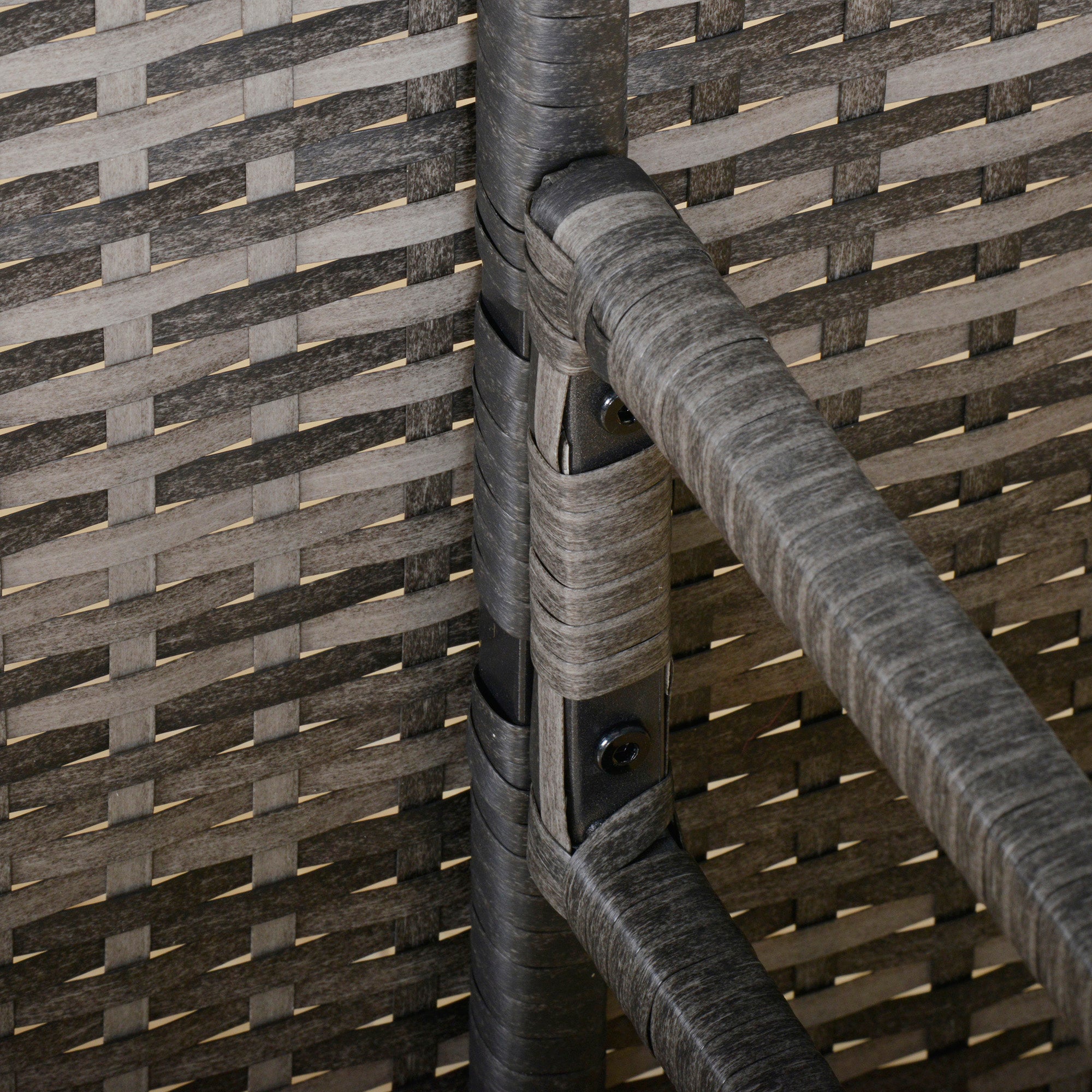 Outsunny 6 Pieces Patio Dining Set Wicker Outdoor Furniture Set Garden Rattan Sofa Set Outdoor Sectional Couch with Cushions, Dining Table and Ottomans, Grey