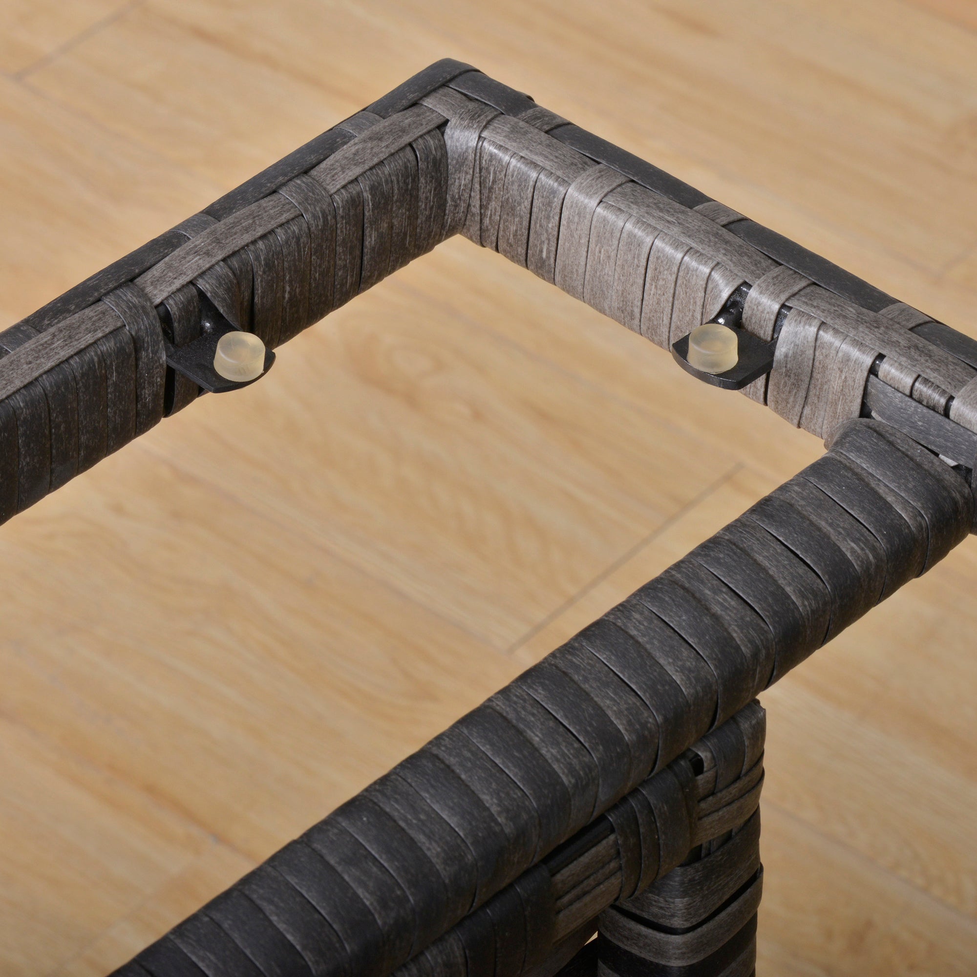 Outsunny 6 Pieces Patio Dining Set Wicker Outdoor Furniture Set Garden Rattan Sofa Set Outdoor Sectional Couch with Cushions, Dining Table and Ottomans, Grey