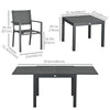 Outsunny 7 Pieces Patio Dining Set for 6, Aluminum Expandable Outdoor Table, Stackable High Back Chair, Mesh Fabric Seats, Dark Gray