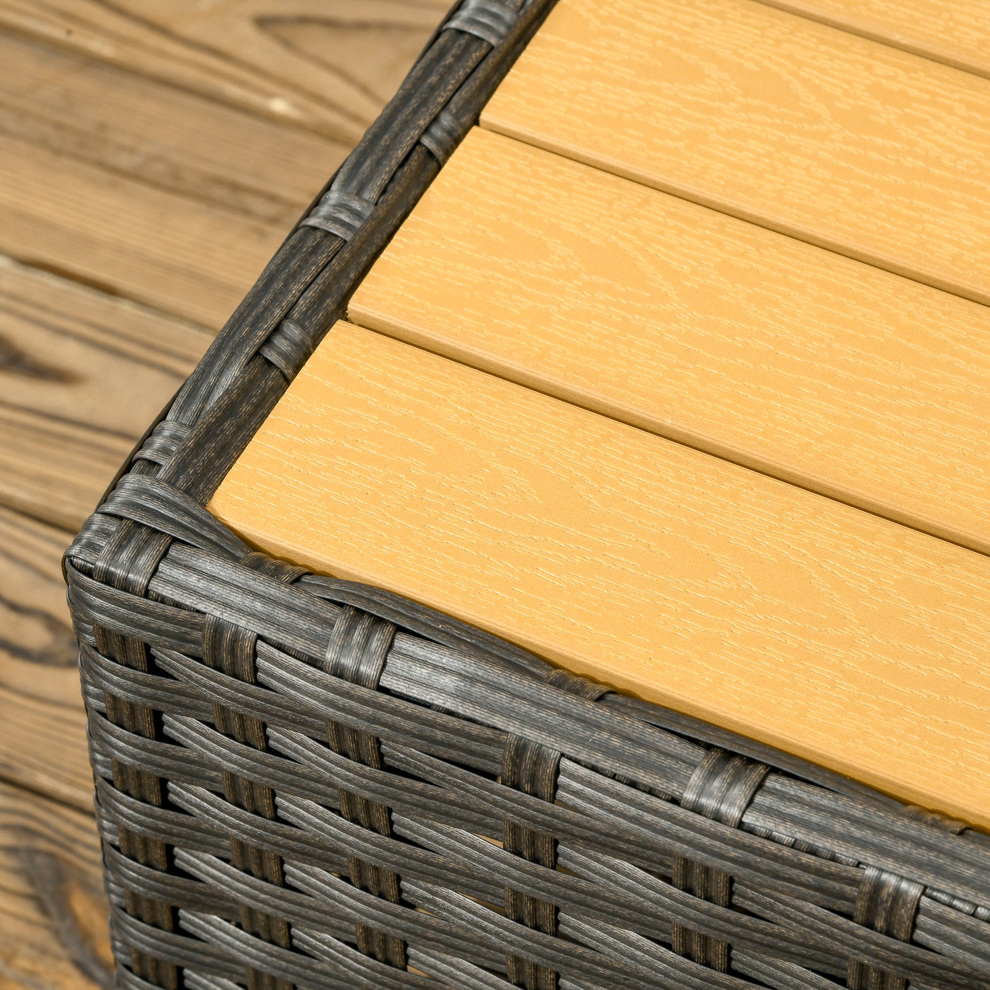 Outsunny 6 Pieces Rattan Patio Furniture Set, 5 Seater Sectional Outdoor Furniture with Wicker Corner Sofa and Wood-Plastic Coffee Table for Deck, Porch, Garden, Light Grey