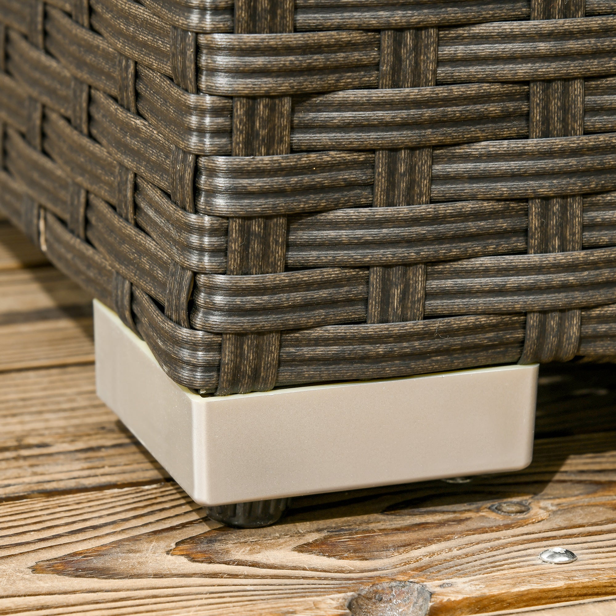 Outsunny 6 Pieces Rattan Patio Furniture Set, 5 Seater Sectional Outdoor Furniture with Wicker Corner Sofa and Wood-Plastic Coffee Table for Deck, Porch, Garden, Light Grey