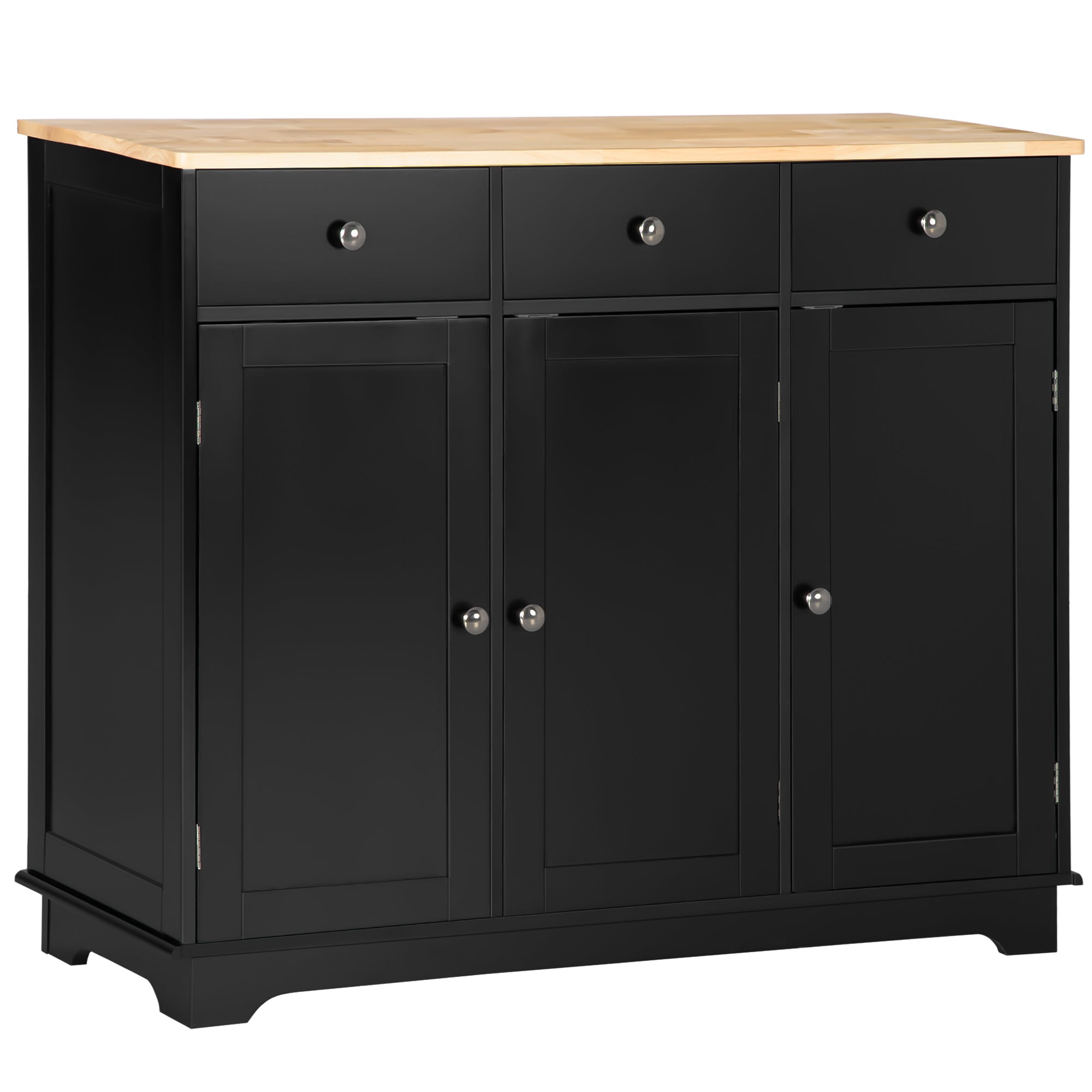 HOMCOM Sideboard Buffet Cabinet with Storage, 40" Kitchen Cabinet with 3 Adjustable Shelves, 3 Drawers and 3 Doors, Coffee Bar Cabinet with Rubberwood Tabletop, Black