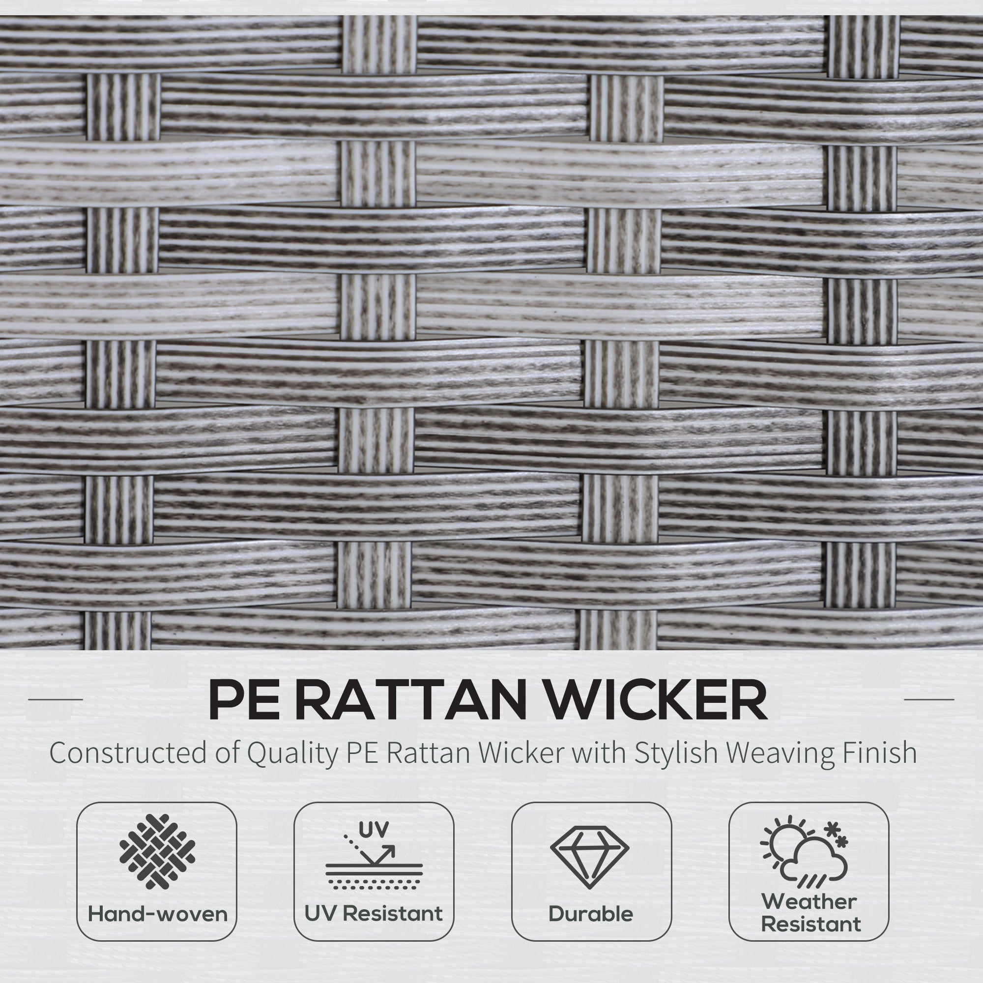 Outsunny 5 Pieces Wicker Patio Dining Set with Cushions, PE Rattan Corner Sofa Set Outdoor Conversation Furniture Set with Glass Top Dining Table, 2 Ottomans, Cream White