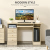HOMCOM Computer Desk with Storage, Home Office Laptop Table with Shelves and Drawers, Modern Workstation Desk with Keyboard Tray for Study, Living Room, Natural