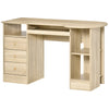 HOMCOM Computer Desk with Storage, Home Office Laptop Table with Shelves and Drawers, Modern Workstation Desk with Keyboard Tray for Study, Living Room, Natural