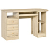 HOMCOM Computer Desk with Storage, Home Office Laptop Table with Shelves and Drawers, Modern Workstation Desk with Keyboard Tray for Study, Living Room, Natural