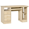 HOMCOM Computer Desk with Storage, Home Office Laptop Table with Shelves and Drawers, Modern Workstation Desk with Keyboard Tray for Study, Living Room, Natural