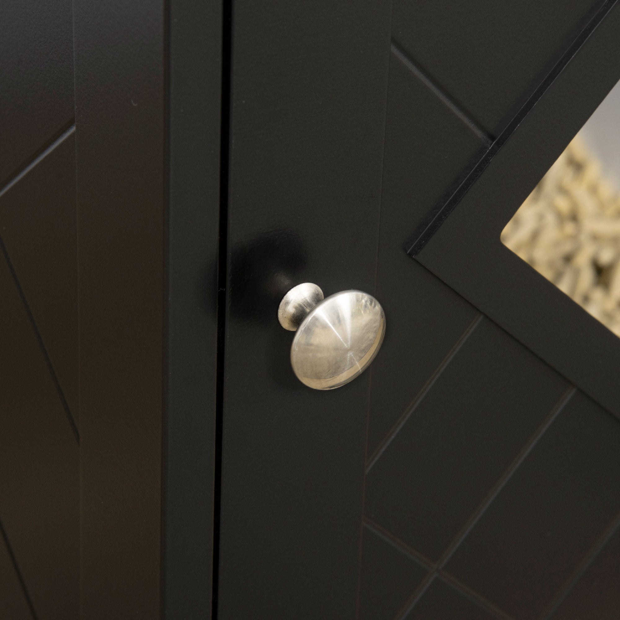 PawHut Cat Litter Box Enclosure End Table, Indoor Cat Washroom with Magnetic Door, Hidden Litter Box Nightstand with Large Tabletop, Easy Assembly, Black