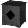 PawHut Cat Litter Box Enclosure End Table, Indoor Cat Washroom with Magnetic Door, Hidden Litter Box Nightstand with Large Tabletop, Easy Assembly, Black
