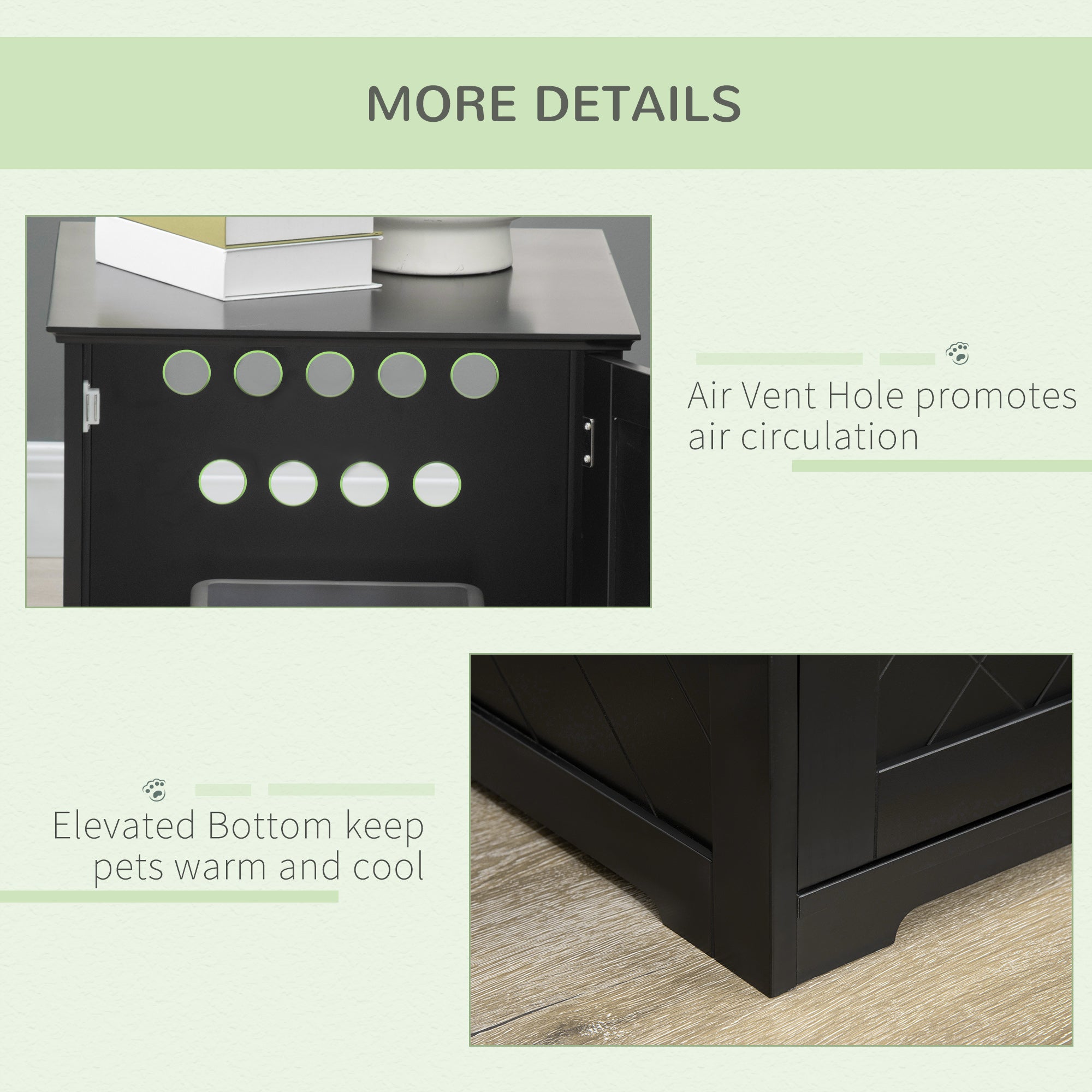 PawHut Cat Litter Box Enclosure End Table, Indoor Cat Washroom with Magnetic Door, Hidden Litter Box Nightstand with Large Tabletop, Easy Assembly, Black