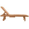Outsunny Wooden Outdoor Lounge Chair, Adjustable Patio Outdoor Chaise Recliner Garden Furniture, Tanning Chair with Pull-out Tray and 2 Wheels, Brown