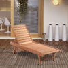 Outsunny Wooden Outdoor Lounge Chair, Adjustable Patio Outdoor Chaise Recliner Garden Furniture, Tanning Chair with Pull-out Tray and 2 Wheels, Brown