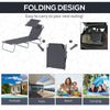 Outsunny Outdoor Lounge Chair, Adjustable Folding Chaise Lounge, Tanning Chair with Sun Shade for Beach, Camping, Hiking, Backyard, Grey