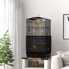 PawHut 36" Bird Cage for Finches, Canaries Budgies, Parrot Cage with Accessories, Handle, Mesh Cover, Tray, Black