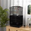 PawHut 36" Bird Cage for Finches, Canaries Budgies, Parrot Cage with Accessories, Handle, Mesh Cover, Tray, Black