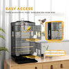 PawHut 36" Bird Cage for Finches, Canaries Budgies, Parrot Cage with Accessories, Handle, Mesh Cover, Tray, Black