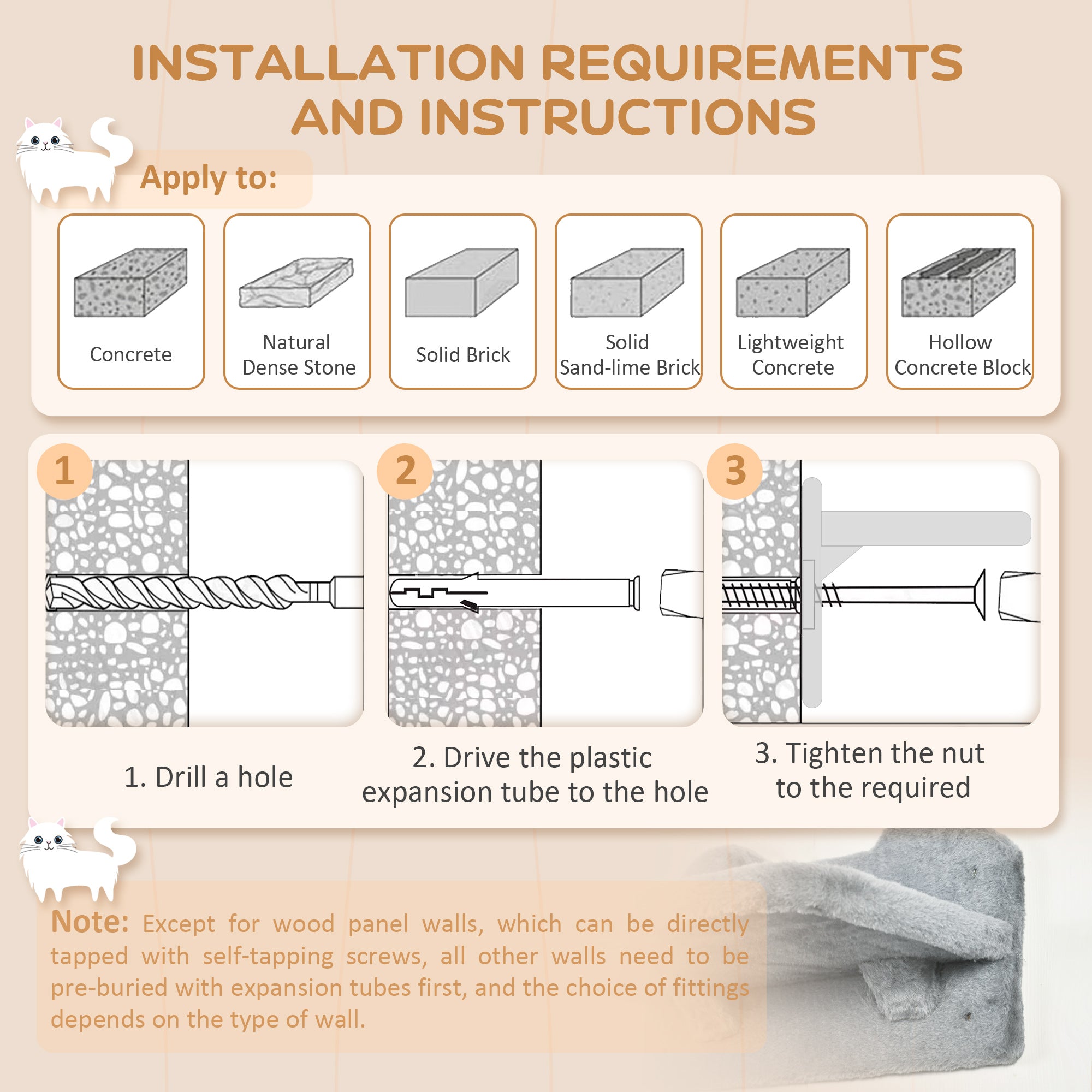 PawHut Cat Wall Shelves, 3PCs Cat Shelves with Hammock, Scratching Post, 3 Steps, Jumping Platforms, Wall Mounted Cat Climber, Grey