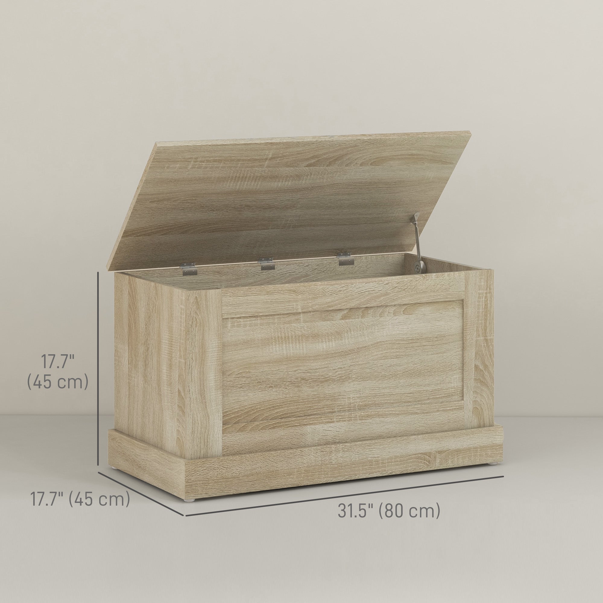 HOMCOM Storage Chest, Storage Trunk with Safety Hinge, Wooden Box for Living Room, Entryway, 31.5