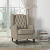 HOMCOM Faux Leather Accent Chair, Upholstered Wingback Armchair, Modern Button Tufted Living Room Chair with Thick Padding, Khaki