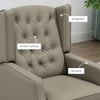HOMCOM Faux Leather Accent Chair, Upholstered Wingback Armchair, Modern Button Tufted Living Room Chair with Thick Padding, Khaki