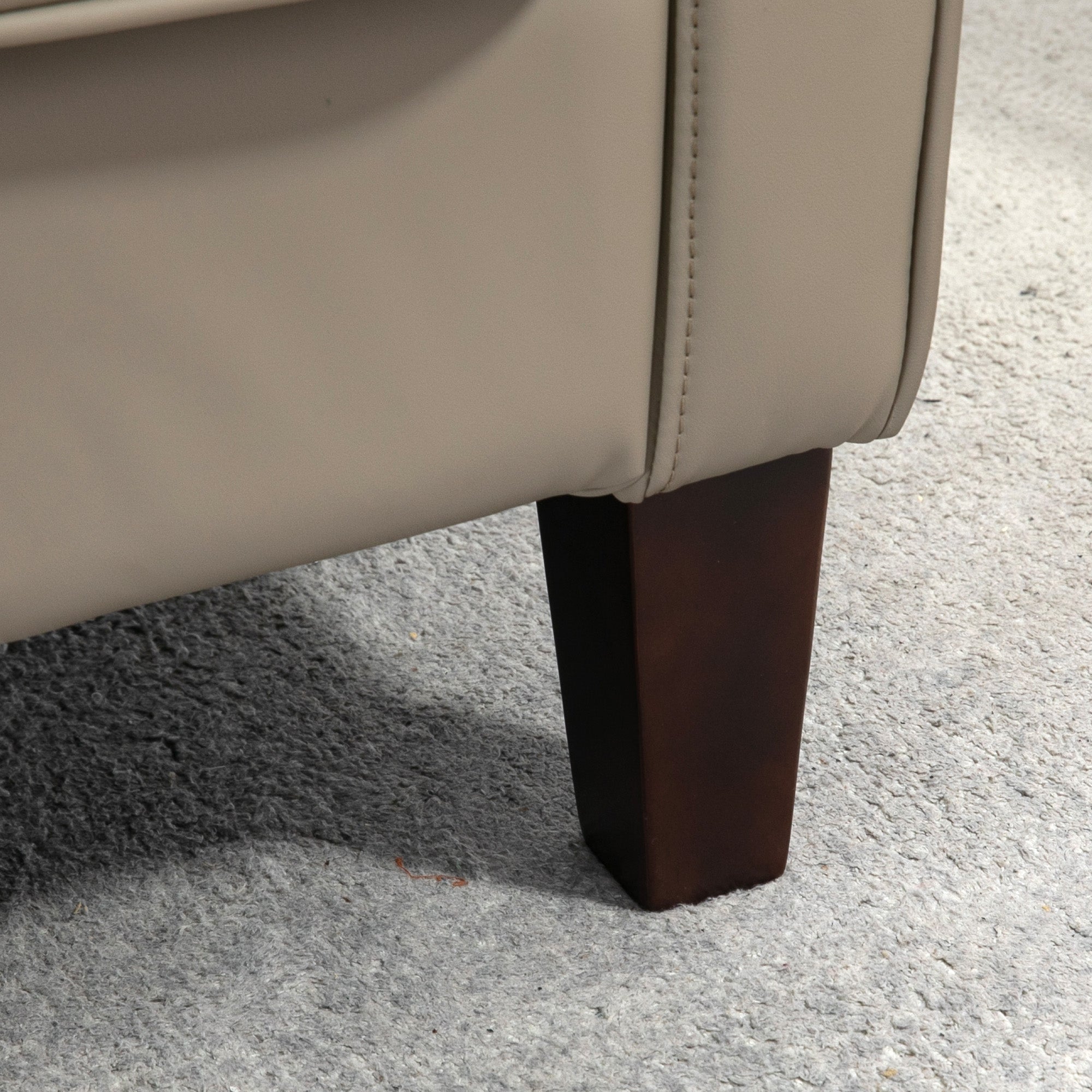 HOMCOM Faux Leather Accent Chair, Upholstered Wingback Armchair, Modern Button Tufted Living Room Chair with Thick Padding, Khaki