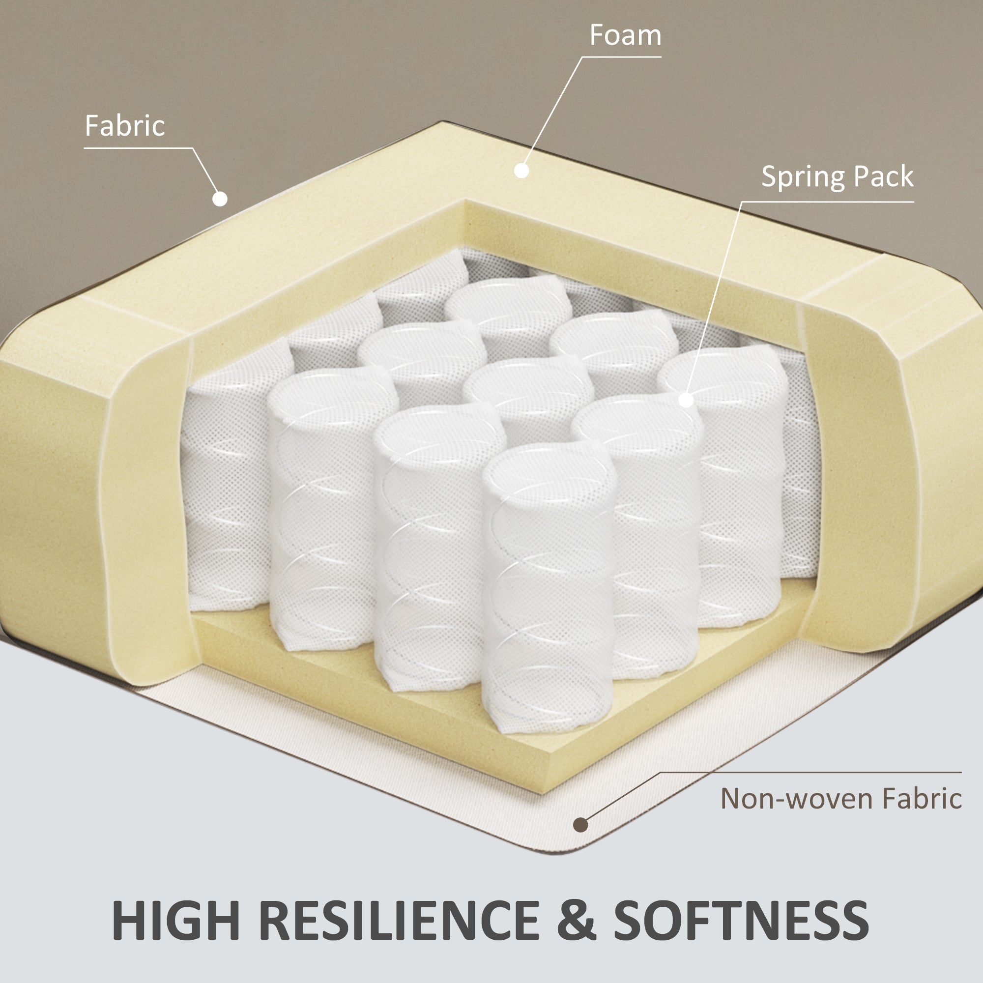 HOMCOM Faux Leather Accent Chair, Upholstered Wingback Armchair, Modern Button Tufted Living Room Chair with Thick Padding, Khaki