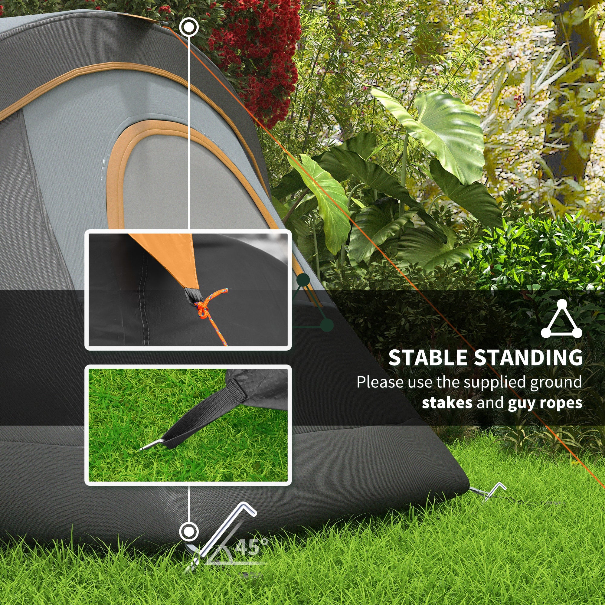 Outsunny 5-6 Person Outdoor Camping Tent, Family Tent with Lighting Hook, Carrying Bag for Camping, Hiking and Travelling, Cream White and Black
