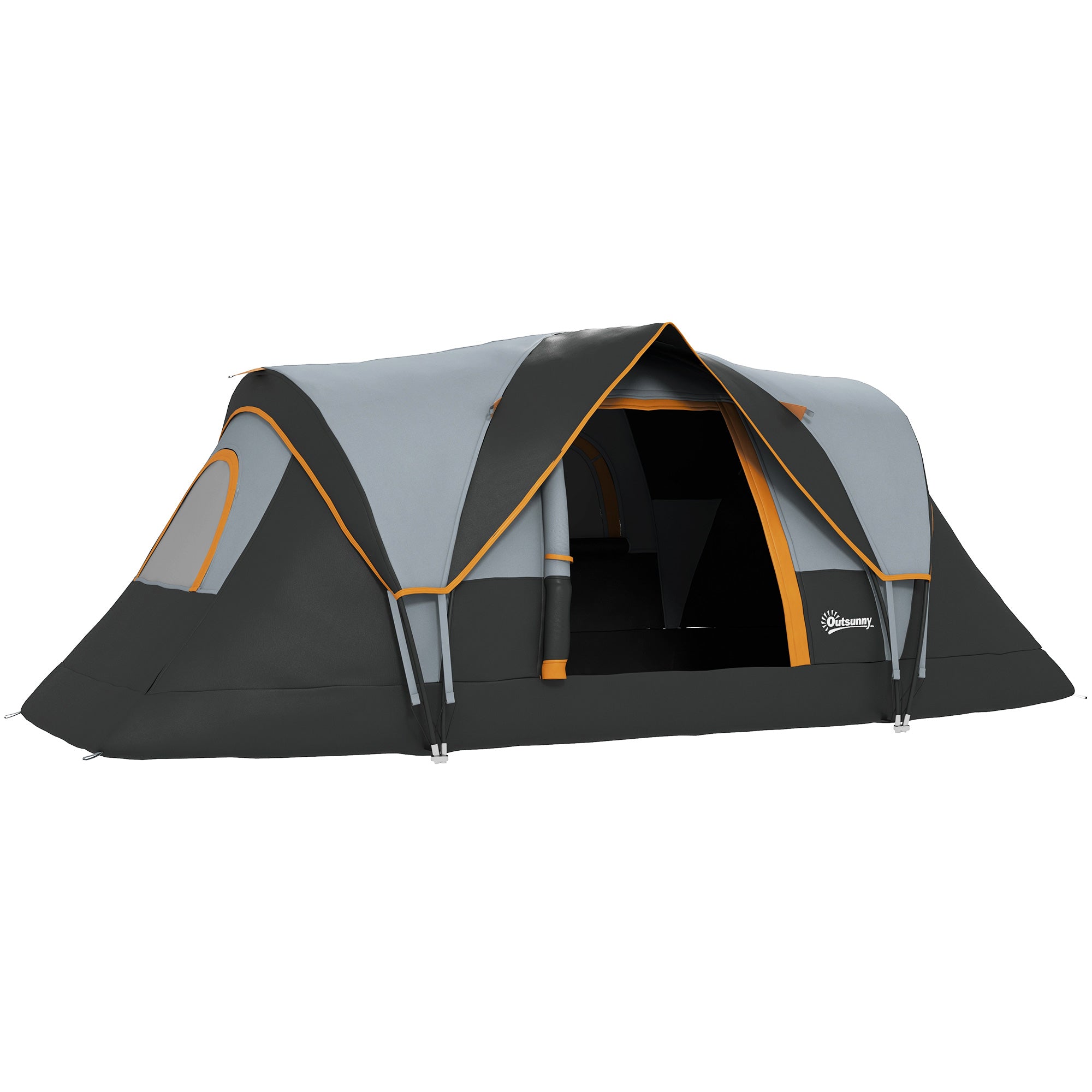 Outsunny 5-6 Person Outdoor Camping Tent, Family Tent with Lighting Hook, Carrying Bag for Camping, Hiking and Travelling, Cream White and Black