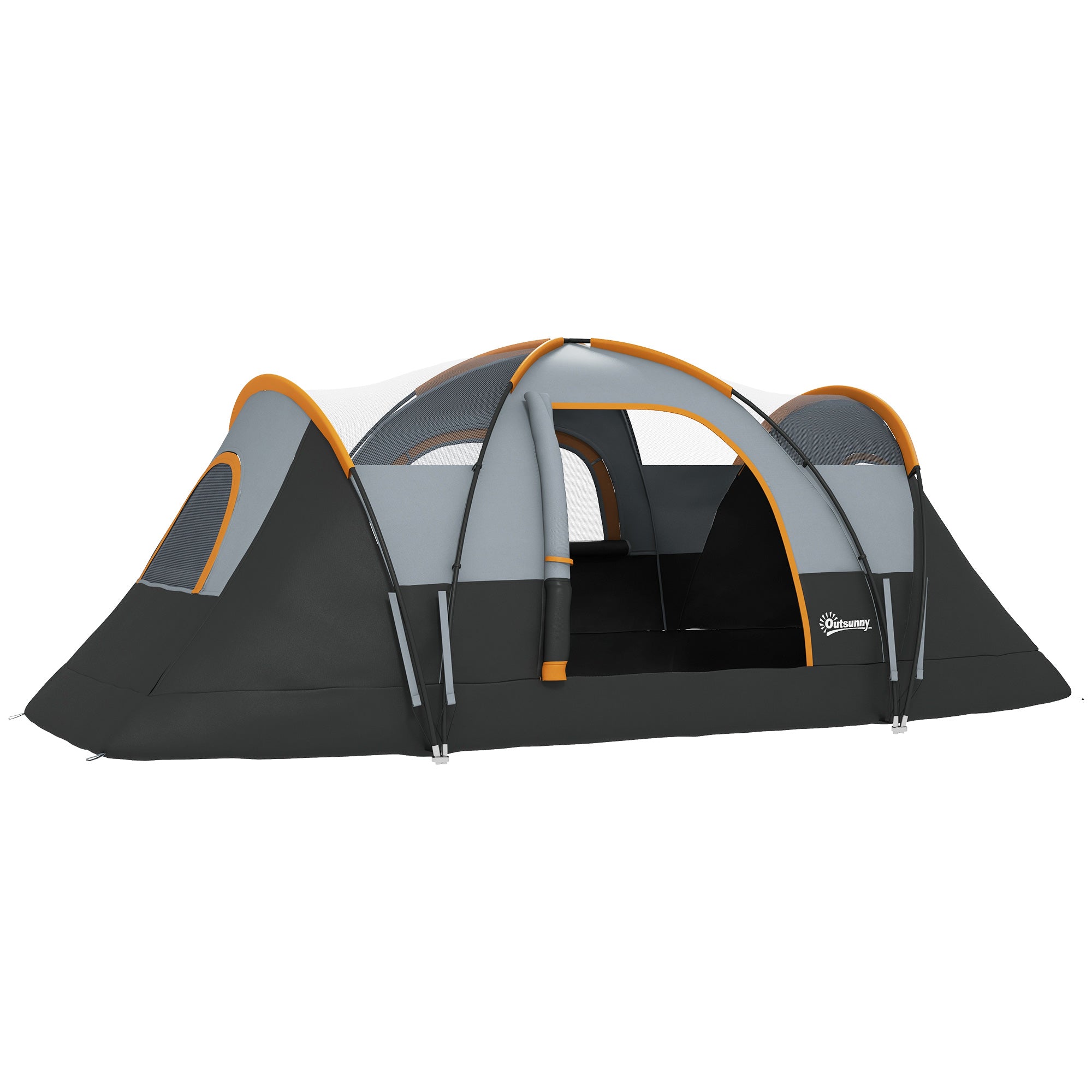 Outsunny 5-6 Person Outdoor Camping Tent, Family Tent with Lighting Hook, Carrying Bag for Camping, Hiking and Travelling, Cream White and Black