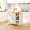 HOMCOM Wooden Rolling Kitchen Island on 360° Swivel Wheels Dining Cart with Drawer, Towel Rack for Kitchen, White