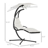 Outsunny Outdoor Hammock Chair with Stand, Floating Chaise Lounge Chair with Soft Padded Cushion, Hanging Hammock Swing Reclining Seat with Canopy Umbrella, Cream White