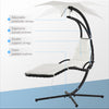 Outsunny Outdoor Hammock Chair with Stand, Floating Chaise Lounge Chair with Soft Padded Cushion, Hanging Hammock Swing Reclining Seat with Canopy Umbrella, Cream White