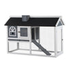 PawHut Rabbit Hutch, Wooden Guinea Pig Cage Outdoor with Run, Removable Tray, Ramp, Asphalt Roof, Grey