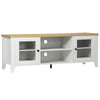 HOMCOM Modern TV Stand for TVs up to 60 inches, Wood TV Console Table with Storage Doors, Entertainment Center for Living Room, Bedroom, Office, White and Oak