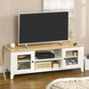 HOMCOM Modern TV Stand for TVs up to 60 inches, Wood TV Console Table with Storage Doors, Entertainment Center for Living Room, Bedroom, Office, White and Oak