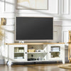HOMCOM Modern TV Stand for TVs up to 60 inches, Wood TV Console Table with Storage Doors, Entertainment Center for Living Room, Bedroom, Office, White and Oak