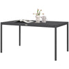 Outsunny 57" Outdoor Dining Table, Rectangle Garden Table for 6 People, with Aluminium Frame, Slatted Design for Lawn, Balcony, Dark Grey