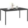 Outsunny 57" Outdoor Dining Table, Rectangle Garden Table for 6 People, with Aluminium Frame, Slatted Design for Lawn, Balcony, Dark Grey