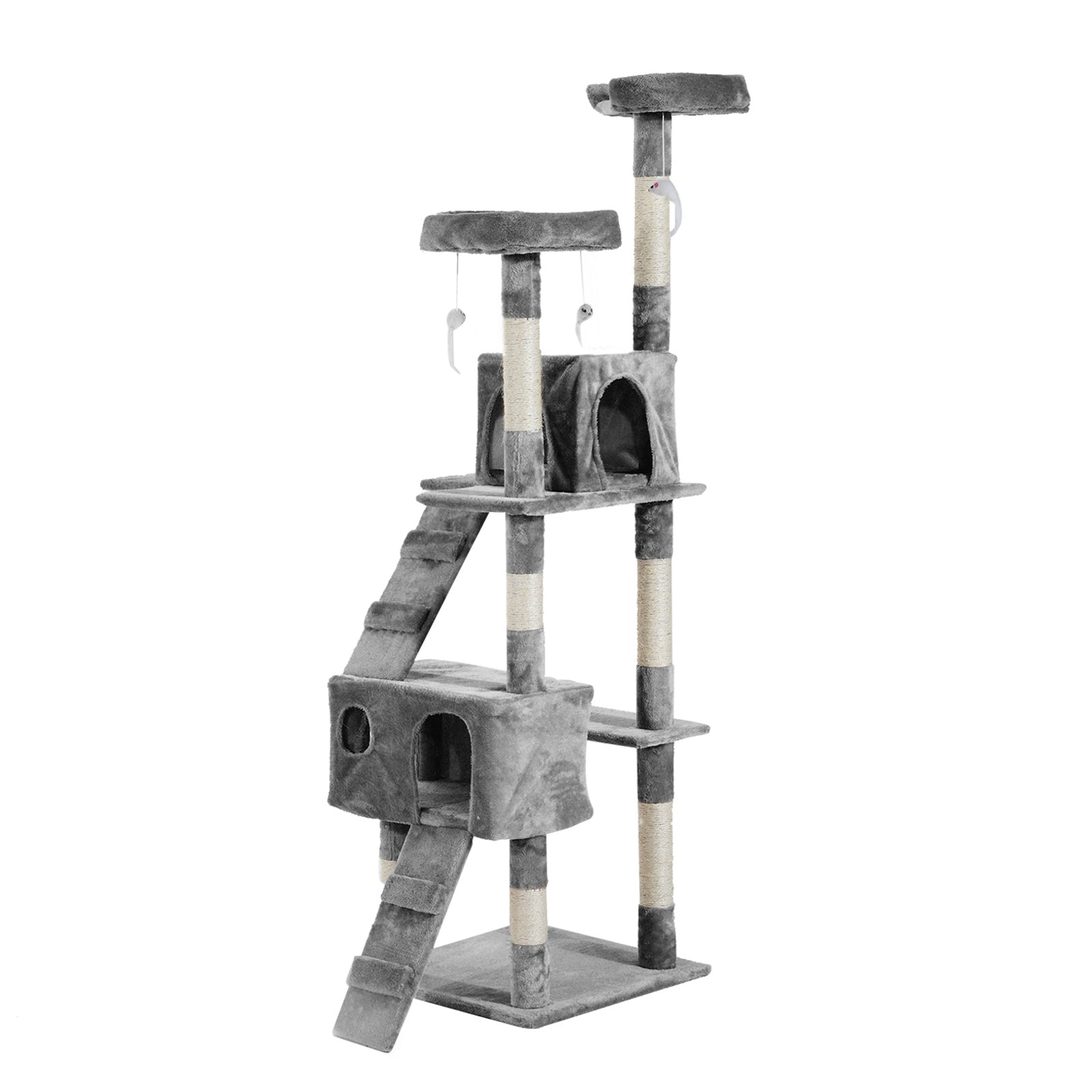 PawHut Cat Tree for Indoor Cats, 173cm Cat Tower Scratching Post Tall Climbing Tower, Activity Centre House - Grey
