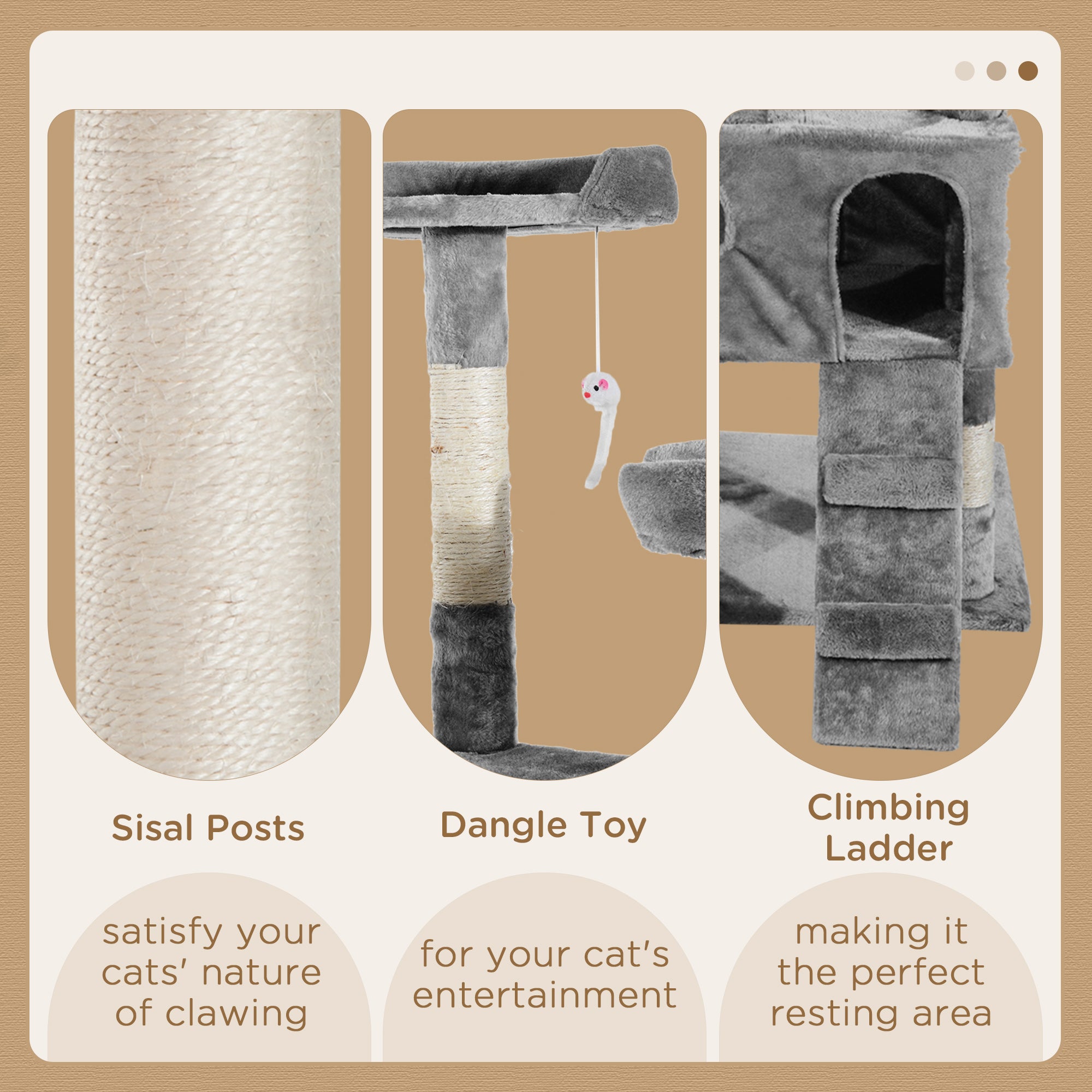 PawHut Cat Tree for Indoor Cats, 173cm Cat Tower Scratching Post Tall Climbing Tower, Activity Centre House - Grey