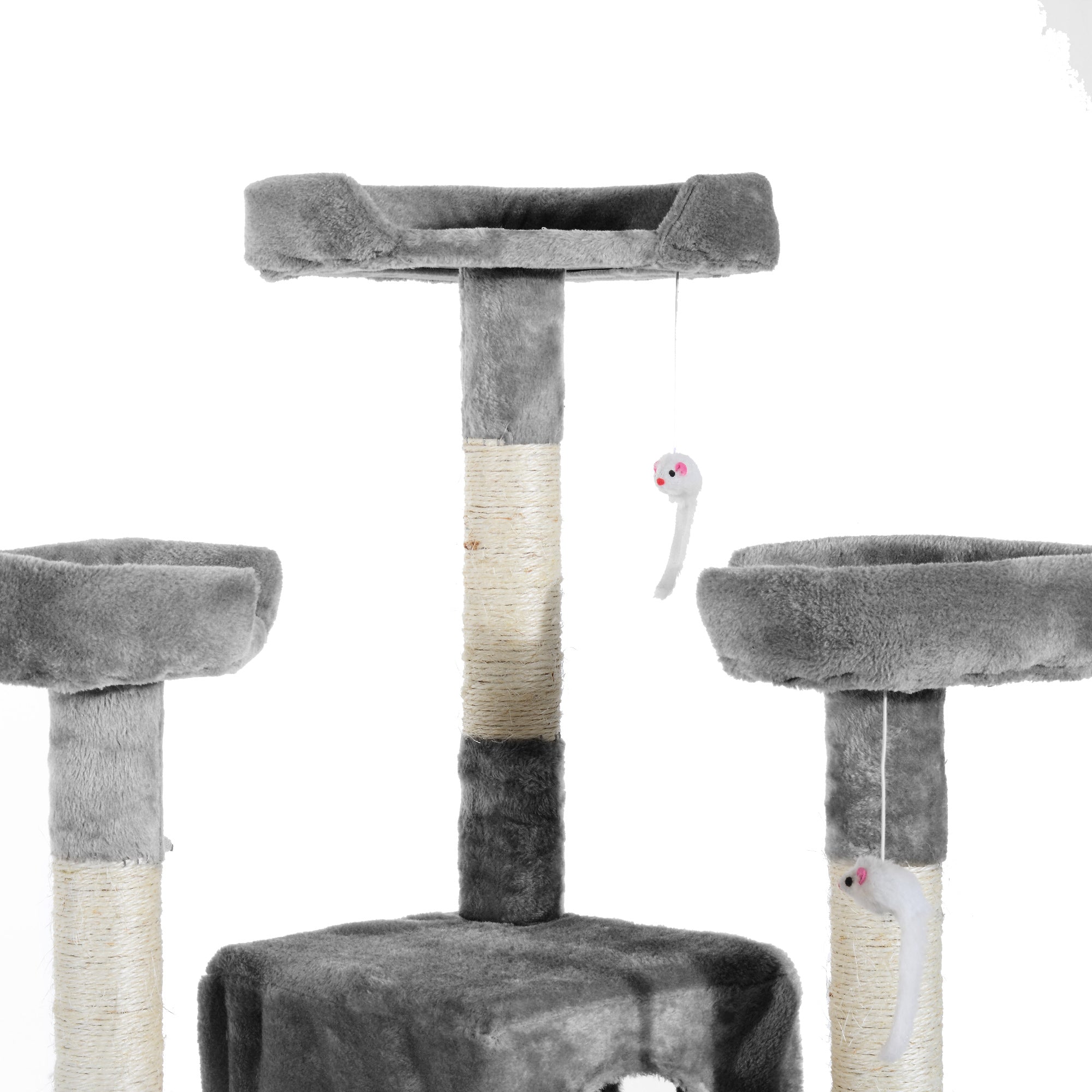 PawHut Cat Tree for Indoor Cats, 173cm Cat Tower Scratching Post Tall Climbing Tower, Activity Centre House - Grey