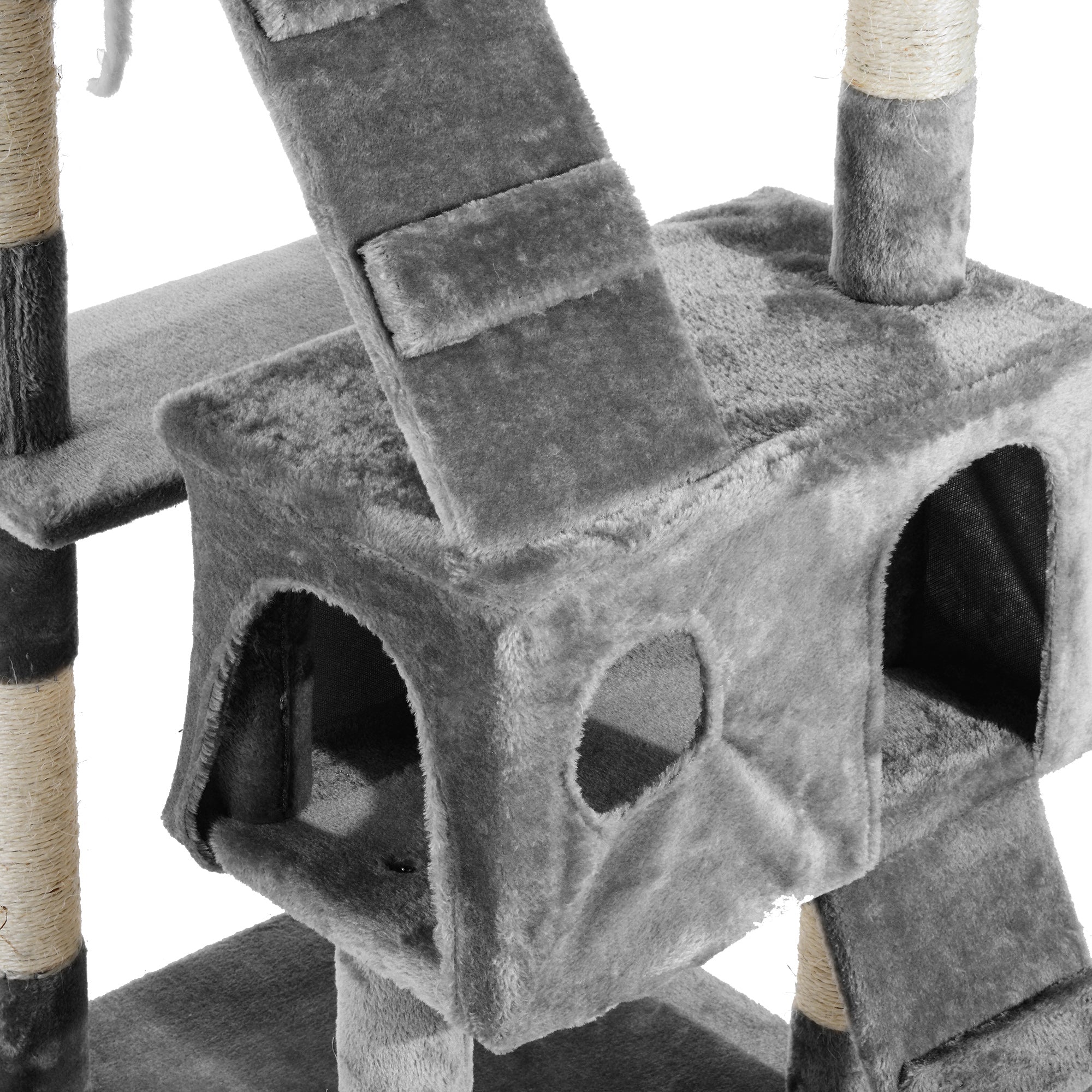 PawHut Cat Tree for Indoor Cats, 173cm Cat Tower Scratching Post Tall Climbing Tower, Activity Centre House - Grey