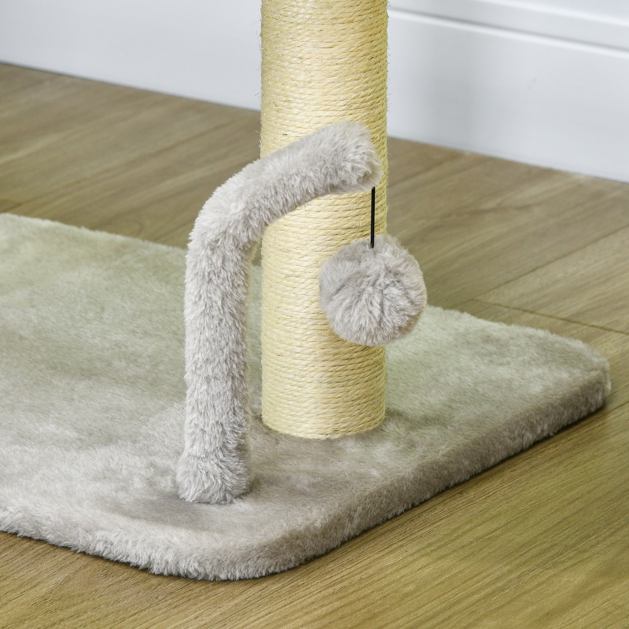 PawHut Cat Tree, 16.5" Small Cat Tower Condo for Indoor Cats with Sisal Scratching Posts, Top Perch, Dangling Balls, Cat Activity Centre, Light Grey
