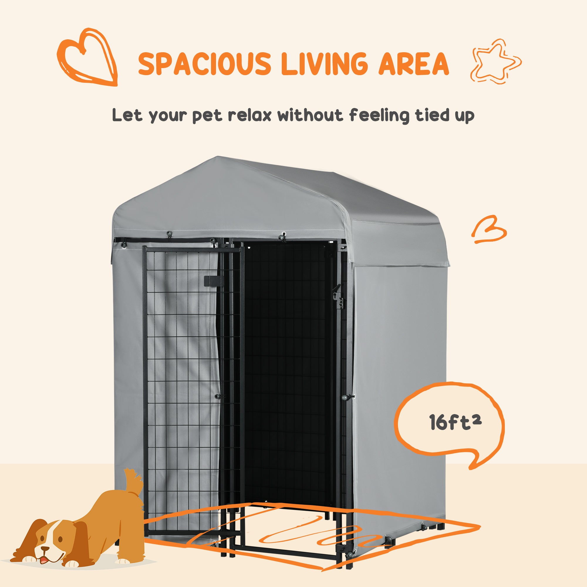 PawHut 4' x 4' x 6' Outdoor Dog Kennel with Waterproof Canopy, Removable Windproof Walls, Dog Run Exercise Pen for Small & Medium Dogs, Chickens, Ducks