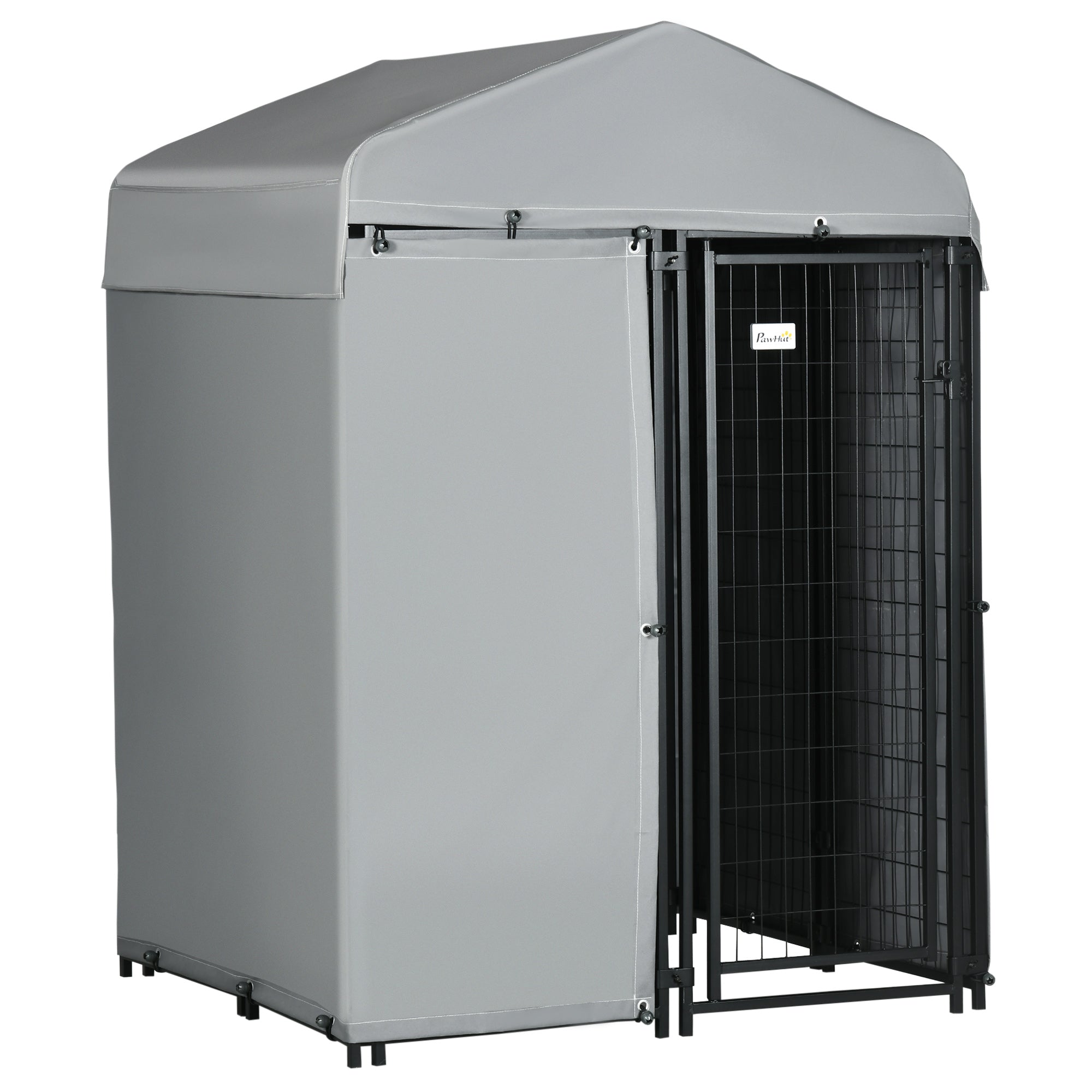 PawHut 4' x 4' x 6' Outdoor Dog Kennel with Waterproof Canopy, Removable Windproof Walls, Dog Run Exercise Pen for Small & Medium Dogs, Chickens, Ducks