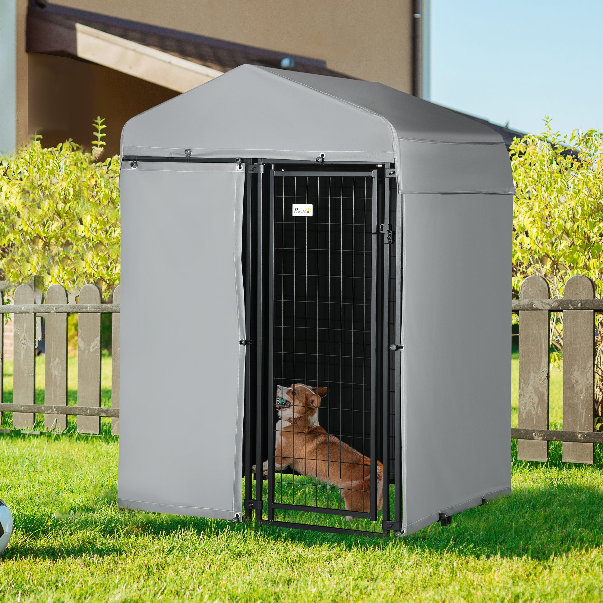 PawHut 4' x 4' x 6' Outdoor Dog Kennel with Waterproof Canopy, Removable Windproof Walls, Dog Run Exercise Pen for Small & Medium Dogs, Chickens, Ducks