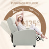 HOMCOM Push Back Recliner Chair, Fabric Home Theater Seating, Single Reclining Sofa Chair with Padded Seat for Living Room, Cream White