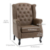 HOMCOM Tufted Accent Chair, Chesterfield-style Armchair, Upholstered Wingback Living Room Chair with Solid Wood Legs and Nail Head Trim, Thick Padding for Bedroom, Brown